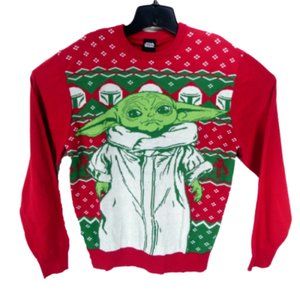 New Star Wars Mens L Mandalorian Christmas Holiday Ugly Sweater Grogu Baby Yoda
